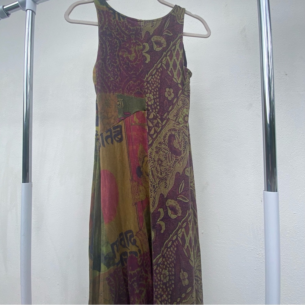 Y2K Desigual Multicolor Indian Print Asymmetrical MIDI Dress Size Small - Picture 5 of 10